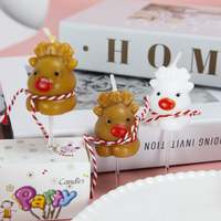 Bougie de gâteau d'anniversaire de Noël en forme d'élk, 3 pièces, vente directe d'usine, 58 #   Cire sans fumée avec bâtonnets décoratifs pour Noël, ensemble de décoration pour fête de Noël