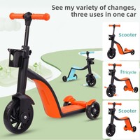 Trottinette Évolutive 3 en 1 Multifonction pour Garçons et Filles de 2-6 Ans, Jouet d'Extérieur à Trois Roues en Plastique Durable