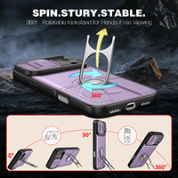 Coque de téléphone à fenêtre coulissante pour iPhone 18 17 16 15 14 13 12 11 Pro Max Plus, antichoc, testée contre les chutes, avec support réglable, protection pour téléphone