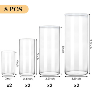 Jarrón de cristal cilíndrico Simple de alta calidad, decoración del hogar, cilindro alto, jarrón abstracto Floral personalizado, jarrón de cristal transparente grueso - Product Image 2