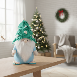Meilleure Vente : Accessoires de Noël Premium – Gnome en Laine Feutrée Bleu Ciel, Modèle Arbre de Bord de Mer, avec Claquettes - Product Image 1