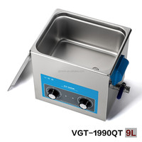 Nettoyeur à ultrasons commercial VGT-1990QT électrique 200W avec minuterie, réservoir en acier inoxydable 9L, pour appareils dentaires et bijoux, 40kHz