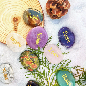 Set <span class=keywords><strong>de</strong></span> Regalo <span class=keywords><strong>de</strong></span> Piedras <span class=keywords><strong>de</strong></span> Palma Natural con Bandeja <span class=keywords><strong>de</strong></span> Loto - 7 Piedras <span class=keywords><strong>de</strong></span> Meditación <span class=keywords><strong>de</strong></span> Chakra para Abundancia, Alivio del Estrés y Decoración <span class=keywords><strong>de</strong></span> Escritorio, Completo - Product Image 3