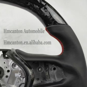 พวงมาลัยรถยนต์อินฟินิตี้ Q50 รุ่นยอดนิยม ผลิตจากหนังเรียบ คาร์บอนไฟเบอร์แบบฟอร์จ พร้อมตะเข็บสีแดง และไฟ LED - Product Image 2