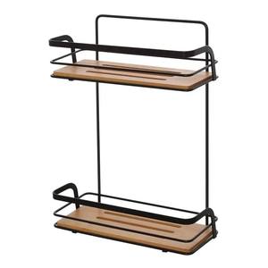 HAITI LINE - Estante de Ducha de 2 Niveles, Negro y Natural - Product Image 1