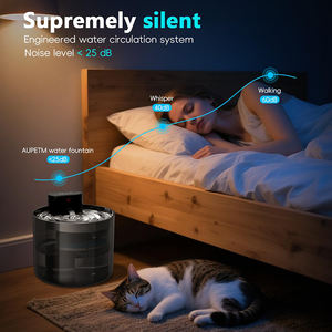 Fontaine à eau pour chat sans fil pour animaux de compagnie Conception de pompe sans eau ultra silencieuse avec capteur de mouvement Fontaine à boire pour chat de 3,5 L/119oz - Product Image 4