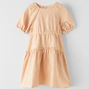 새로운 패션 어린이 도매 소녀 아기 아이 옷 여름 아이 의류 활 트림 자카드 드레스 소녀 드레스 여름