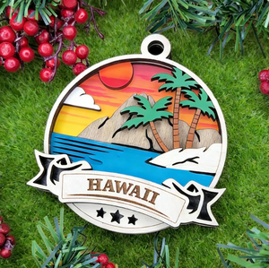 Servizio di Taglio Laser Personalizzato, Ornamenti in Legno <span class=keywords><strong>Hawaii</strong></span> Ohana, Ciondolo 3D Plumeri Hawaiano Natalizio Affascinante - Product Image 2