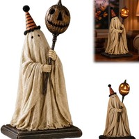 Figurine fantôme créative d'Halloween en résine, lumière citrouille, décoration de table, décoration de maison hantée, cadeau de festival, ornement de maison OEM ODM