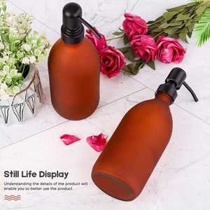 Aprobinetterie domestique de <span class=keywords><strong>savon</strong></span> liquide rechargeable de 16 oz, distributeur de Lotion pour les mains, bouteilles en verre, ambre, pièces - Product Image 6