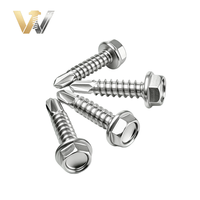Vis autoperceuses en acier inoxydable 410 Wanlida avec tête hexagonale et rondelle, plaquées zinc noir, pour tôles métalliques