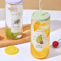 Mug de voyage en verre borosilicate durable de 500 ml avec un joli design de paille, portable et réutilisable pour le lait, le café, le thé