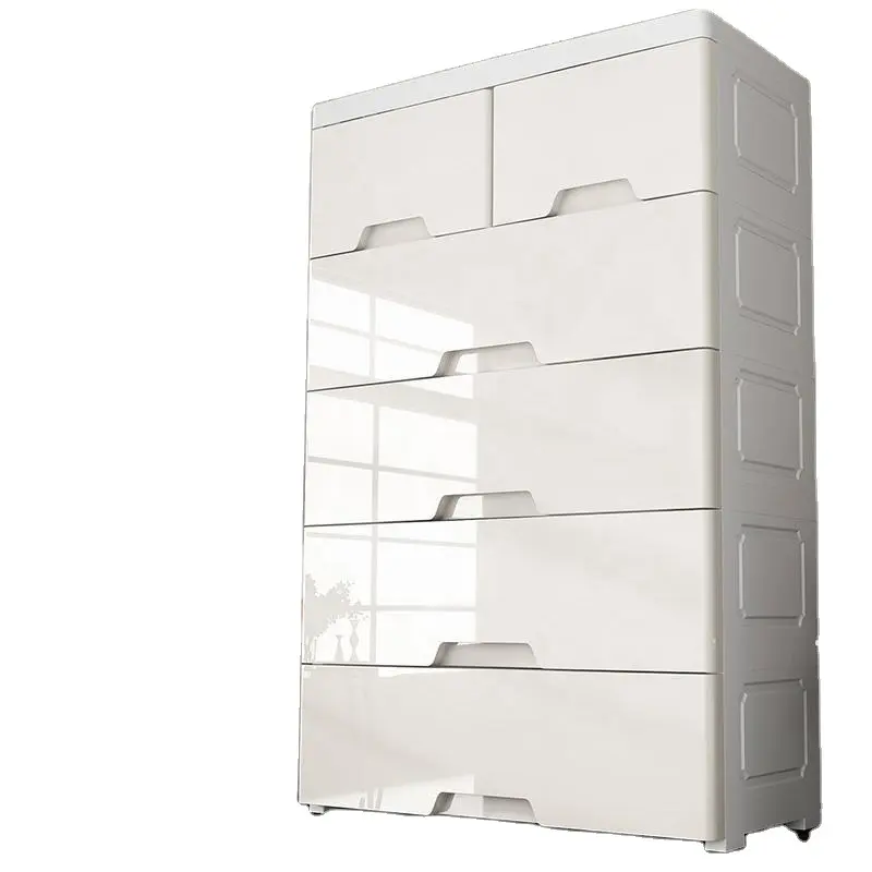 Colorful Plastic bedroom clothes filing storage stackable wheels cabinet with pull-out drawers