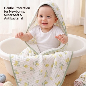 Toalla de Baño para Bebé de Muselina de Bambú y Algodón Peinado de Alta Densidad, 6 Capas, 43x43 Pulgadas, Absorbente, Envoltura para Recién Nacido, Secado Rápido Después del Baño en la <span class=keywords><strong>Piscina</strong></span> o la Ducha - Product Image 1