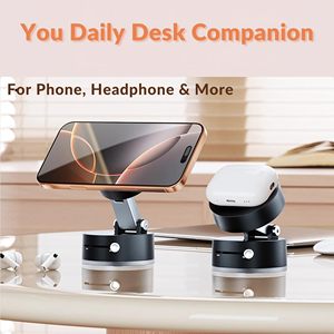Foldable Double Sided Suction Cup Phone Holder Magnetic Vacuum Suction for <b>Desk</b> Use Portable ABS Material Smooth Textured - Product Image 3