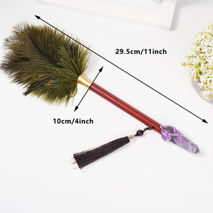 Wholesale Peacock Feathers Magic Crystal <strong>Wand</strong> <strong>Witch</strong> Natural Rose Quartz Stones <strong>Wand</strong> Reiki Healing Crystal <strong>Wands</strong> for Spiritual - Product Image 2