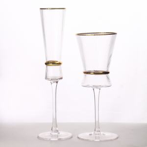 Verres à champagne en verre à rayures verticales avec logo personnalisé en gros d'usine, verres à champagne pour fête de <span class=keywords><strong>mariage</strong></span> - Product Image 1