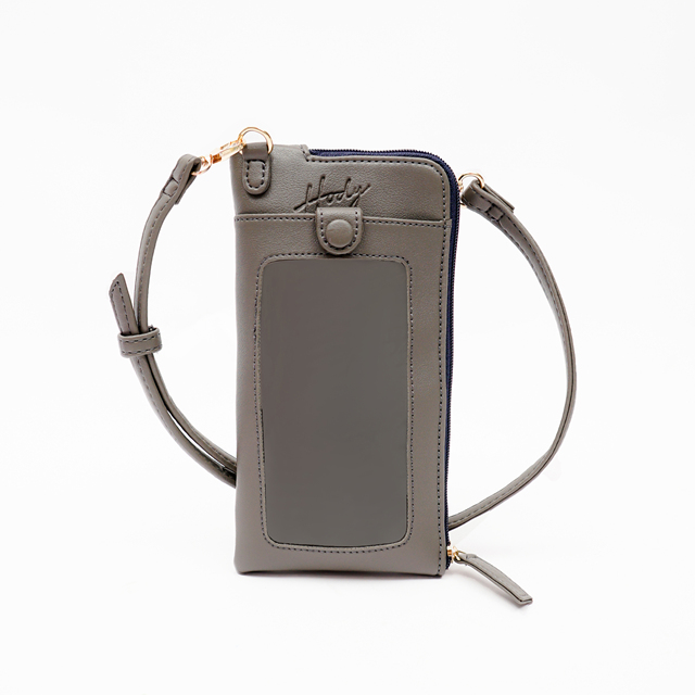 Small Lady iPhone Crossbody Wallet Shoulder Strap Phone Purse Waterproof Portable Touch Screen Window Microfiber Synthetic Satin