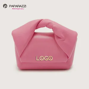 Paparazzi PA0351 Fashion Design Woman Ladies Pu Leather Handbag Wholesale Flap Box Crossbody Bag With Long Metal Chain