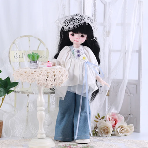 30 सेमी सुंदर गुड़िया कपड़े जींस और गुड़िया शर्ट सेट के लिए हेडपीस के साथ सेट 1/6 Bjd गुड़िया डियल ड्रेस अप खिलौना बच्चों जन्मदिन उपहार उपहार - Product Image 3