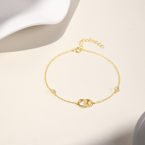 กำไลข้อมือดีไซน์มินิมอลแบบวงคู่เคลือบทอง 18k เงินแท้ 925 กำลังเป็นที่นิยม - Product Image 3