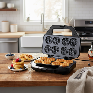 เครื่องทำวาฟเฟิลมินิแบบไม่ติดกระทะ 8 ชิ้น ทำวาฟเฟิลชิ้นเล็ก ร้อนเร็ว ทำอาหารเช้าง่ายๆ สำหรับครอบครัวที่บ้าน - Product Image 3