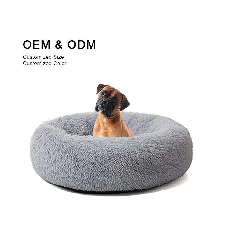 Lit pour chien OEM, lit pour chat, lit pour animaux de compagnie, canapé rond lavable, de luxe, de styliste, pas cher, confortable, moelleux, lit pour chien pour grands chiens