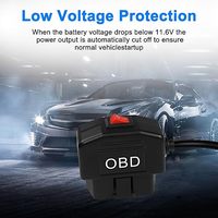 Câble d'alimentation OBD pour chargeur de caméra de tableau de bord Câble OBD2 vers USB Mode Surveillance/Acc 24 heures avec bouton de commutation Adaptateur secteur OBD2