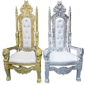 Wedding Rental Large Lion White Cheap King And Queen Throne Chairs Light luxury High Back Sofa Chiavari Solid Wood King Queen