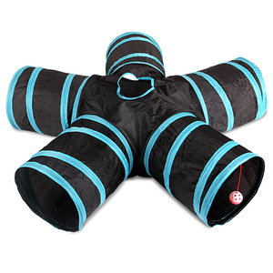 Giocattoli divertenti per gattini-5 fori tubo Tunnel per <span class=keywords><strong>gatti</strong></span> pieghevoli <span class=keywords><strong>giochi</strong></span> interattivi per animali da coniglio realizzati in poliestere resistente per l'addestramento degli animali domestici - Product Image 1