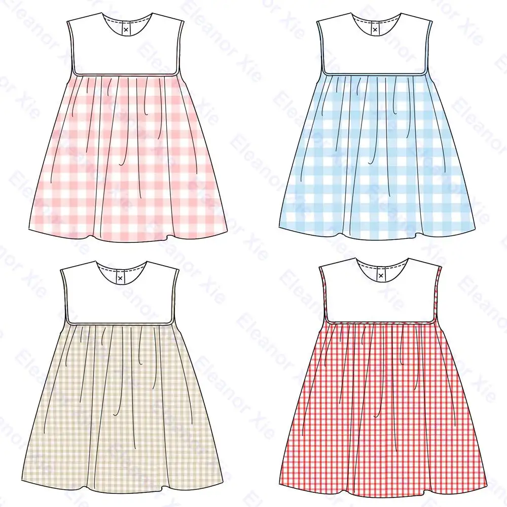 ชุดเดรส Gingham สำหรับเด็กผู้หญิง,ชุดเดรสแขนกุดสำหรับเด็กวัยหัดเดินไปโรงเรียนชุดเดรสเด็กหัดเดิน2023