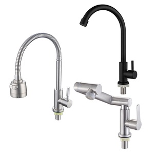 <span class=keywords><strong>Robinet</strong></span> de <span class=keywords><strong>cuisine</strong></span> monocommande en acier inoxydable 304 brossé pour évier, usage domestique, lavage de vaisselle et légumes - Product Image 1