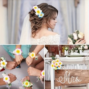 Fermagli per <span class=keywords><strong>capelli</strong></span> con fiori di Plumeria hawaiana sfumati, in schiuma, a forma di Frangipani, all'ingrosso, per feste tropicali, Luau, accessori Mermaidcore - Product Image 5