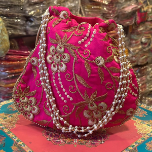 Bolso de Mano Tradicional de Moda con Espejo y Bordado, Bolso Tote Bohemio con Trabajo Zari, Bolso de Mano, Monedero, Bolsos Potli para Mujer - Product Image 1