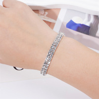 Bracelet extensible multi-rangs en strass, plaqué or et argent, entièrement orné de cristaux CZ, style européen et américain de luxe, vente en gros