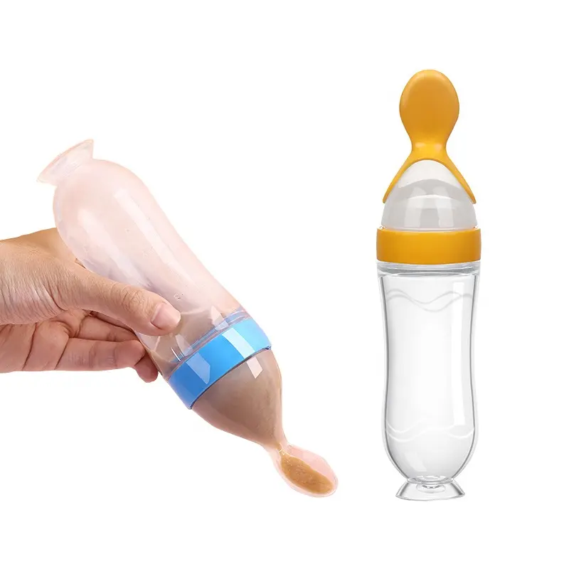 Vanzmulti-step — bouteille en Silicone à presser, 90ML, sans BPA, avec cuillère, alimentation pour bébé, riz et céréales