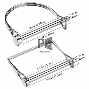 Pin Coupler keselamatan Pin pengunci poros Diameter 1/4 inci dalam 2 bentuk persegi dan lengkungan pin Snapper poros baja logam tugas berat