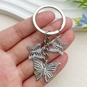 Mignon métal fer feuille creux papillon porte-clés bricolage à la main voiture clé Charins pour femmes hommes amitié bijoux cadeaux - Product Image 4