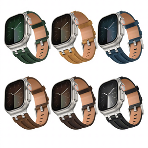 Correa <span class=keywords><strong>de</strong></span> Reloj <span class=keywords><strong>de</strong></span> Cuero Grueso <span class=keywords><strong>de</strong></span> Lujo <span class=keywords><strong>de</strong></span> 49 mm Personalizada, Color Verde Naranja Resistente, para <span class=keywords><strong>Apple</strong></span> <span class=keywords><strong>Ultra</strong></span> 3 2 s - Product Image 6