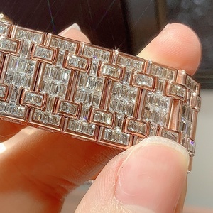 Bracelet en diamant de laboratoire en or <span class=keywords><strong>rose</strong></span> 18 carats-Boîtier étanche avec cadran bleu glace, compatible avec les pièces de montre RLX et de luxe - Product Image 2