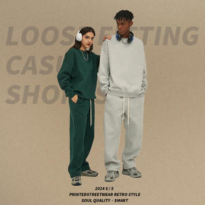 Sudadera para Hombre Otoño Invierno 2024 de 350g Forro Polar Grueso Dopamina Cuello Redondo Estilo Urbano Holgado Tejido de Punto Color Sólido - Product Image 2