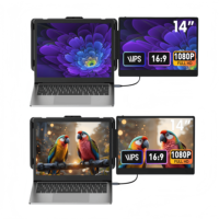 Écran d'extension portable pour ordinateur portable Factory S1, 14 pouces FHD 1080P IPS, double écran, compatible avec les ordinateurs portables de 13 à 17 pouces, Plug&Play