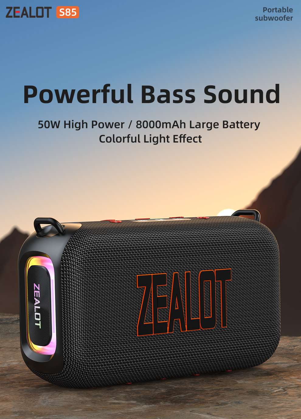 ZEALOT-S85  ポータブルスピーカー ZEALOT-S85 50W 3D portable Bluetooth speaker with dual diaphragm