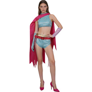 Shakira Cosplay Costume Performance Outfit Blue Pink Cape High <b>Heels</b> Adult <b>Size</b> Large Winter 2025 Game Anime Role Playing - Product Image 1
