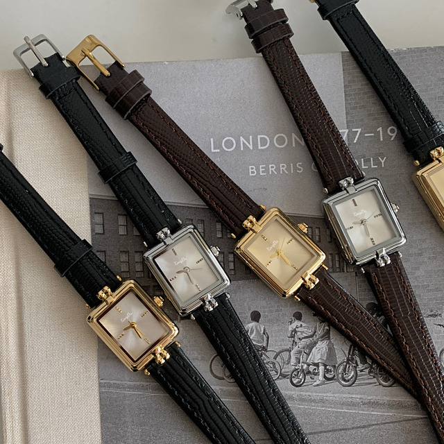 High Quality Luxury Style Quartz Women's Watch Retro Medieval Square Design Custom Logo Genuine Leather Band Square Case Glass
