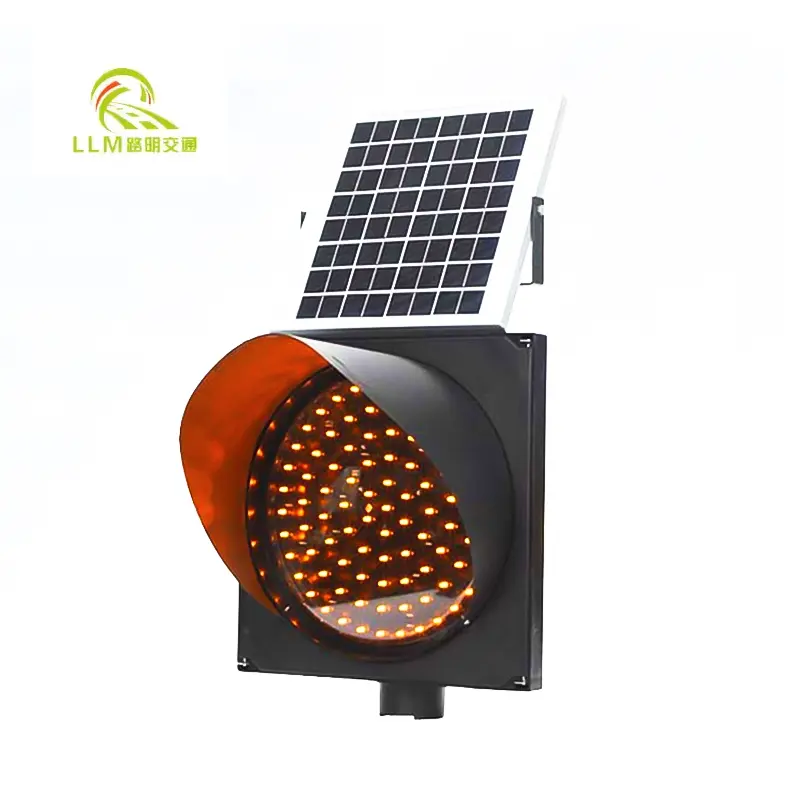 Lampu peringatan kedip kuning tenaga surya, lampu lalu lintas LED tenaga surya 200MM 300MM 400MM