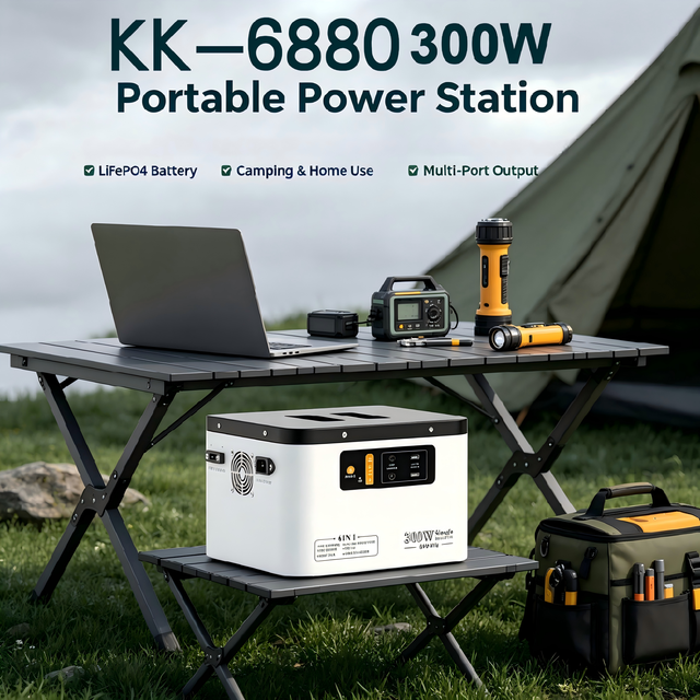 Outdoor Camping Portable Energy Storage 300W LiFePO4 Battery Dual Charging Solar UPS Power Bank