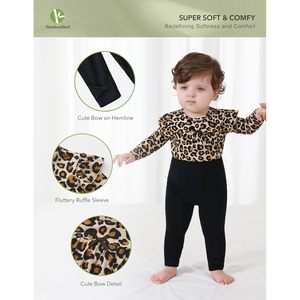 Combinaison bébé BambooBud avec pantalon, manches longues, imprimé léopard, tenue unisexe pour nouveau-né, vêtements décontractés pour toutes les saisons, écologiques - Product Image 2