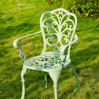 Meubles de jardin en fonte d'aluminium français, ensemble de salle à manger pour l'extérieur, 5 pièces, chaises de table européennes pour l'entrée de l'entrepôt de l'hôtel Park