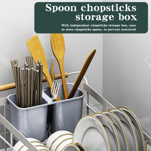 <span class=keywords><strong>Escurridor</strong></span> de Platos con Soporte para Utensilios <span class=keywords><strong>y</strong></span> Bandeja de Drenaje, de Hierro <span class=keywords><strong>y</strong></span> PP, Multifuncional, Ahorra Espacio, para Almacenamiento de Vajilla/Tazones - Product Image 5